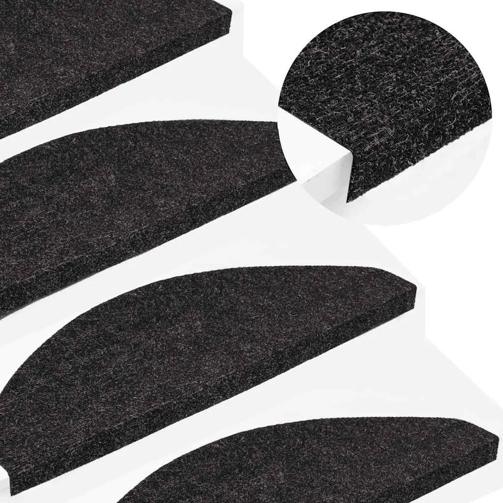 Tapetes de escada adesivos 30 pcs 65x22,5x3,5 cm antracite