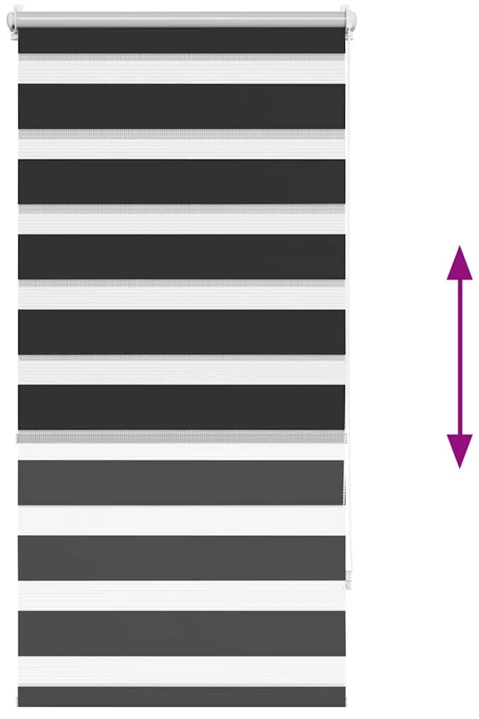 Estore de rolo 80 x 150 cm, linhas de zebra / Preto