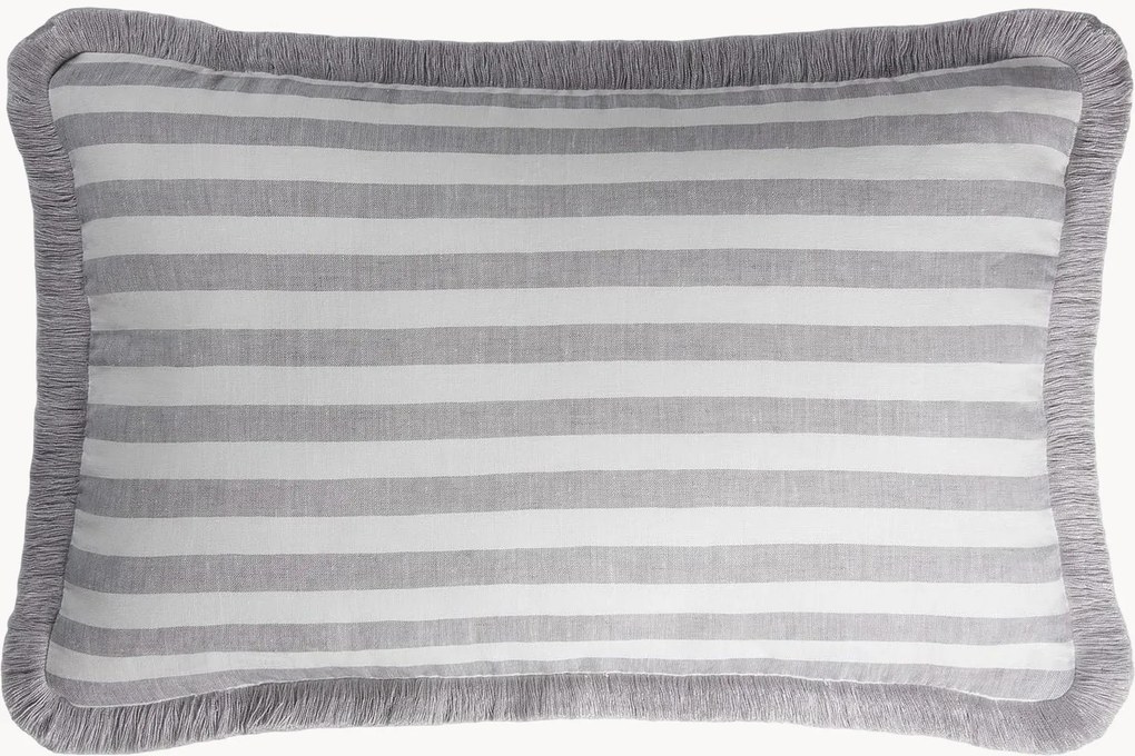 Almofada em linho artesanal às riscas Happy Pillow