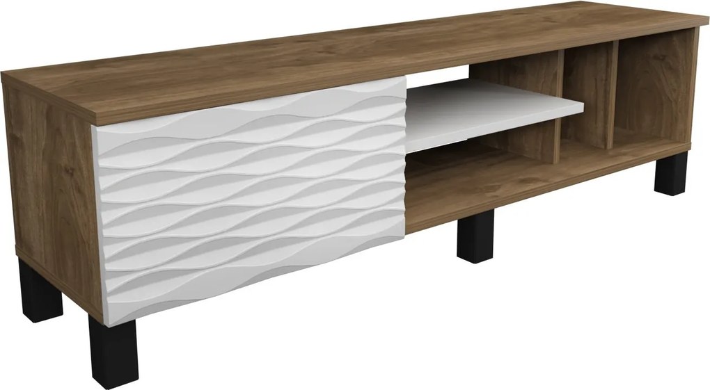 Móvel TV Olyo – Nogueira e Branco – 140 cm x 35 cm x 40,3 cm
