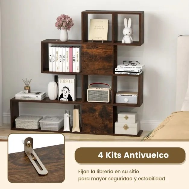Estante com 5 prateleiras moderna em estilo escada 120 x 19,5 x 109 cm Castanha