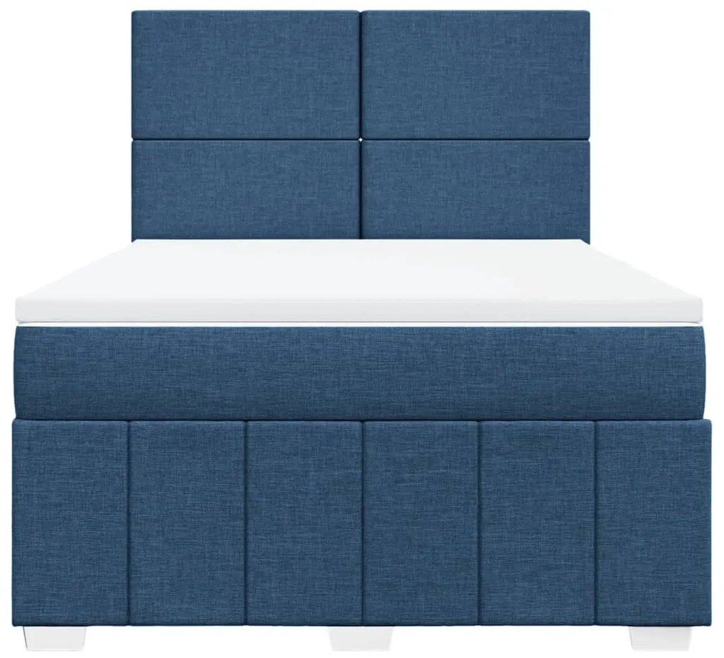 Cama com molas/colchão 160x200 cm tecido azul