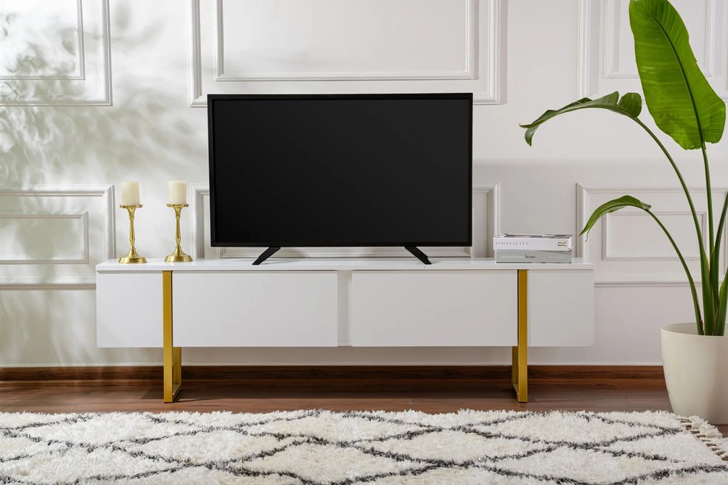 Móvel TV Serenity – Branco e Dourado – 180 cm x 50 cm x 29,5 cm