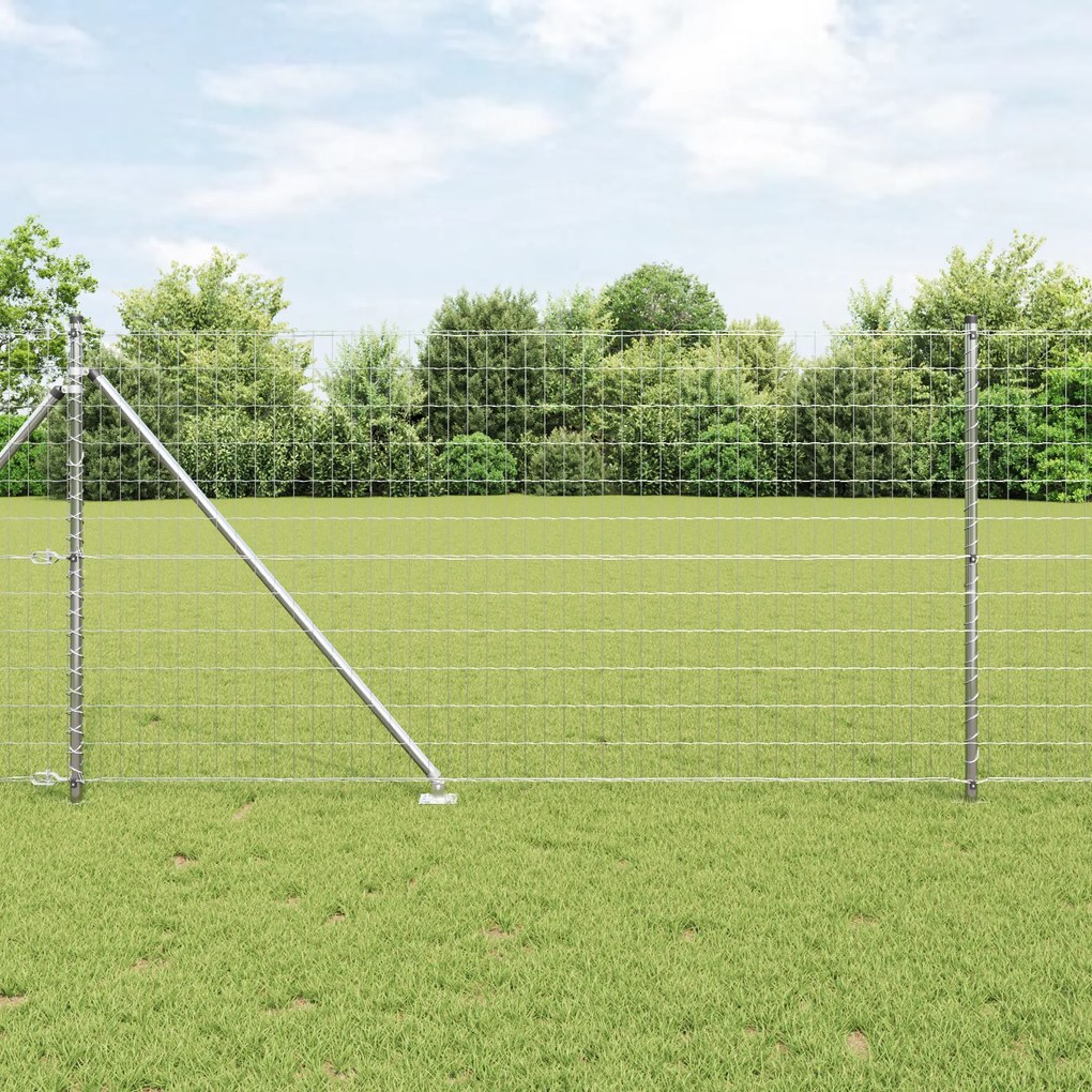 Cerca Euro com 7 Postes Espigados 1x10 m de Aço Galvanizado