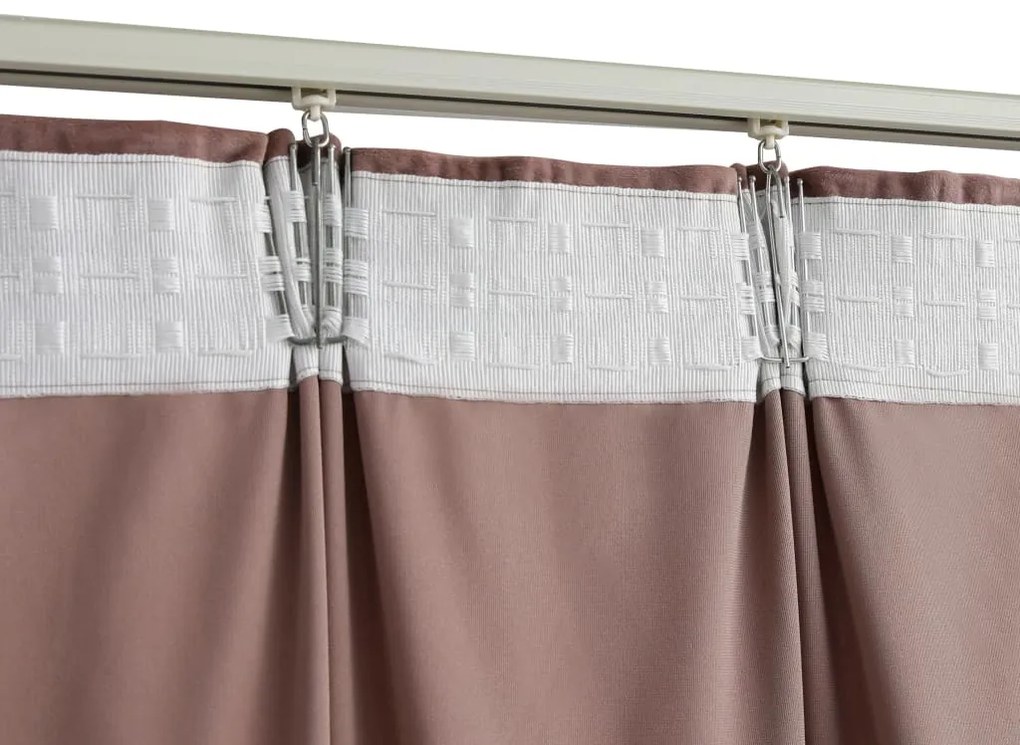 Cortinas blackout c/ ganchos 2 pcs 140x225cm veludo rosa antigo