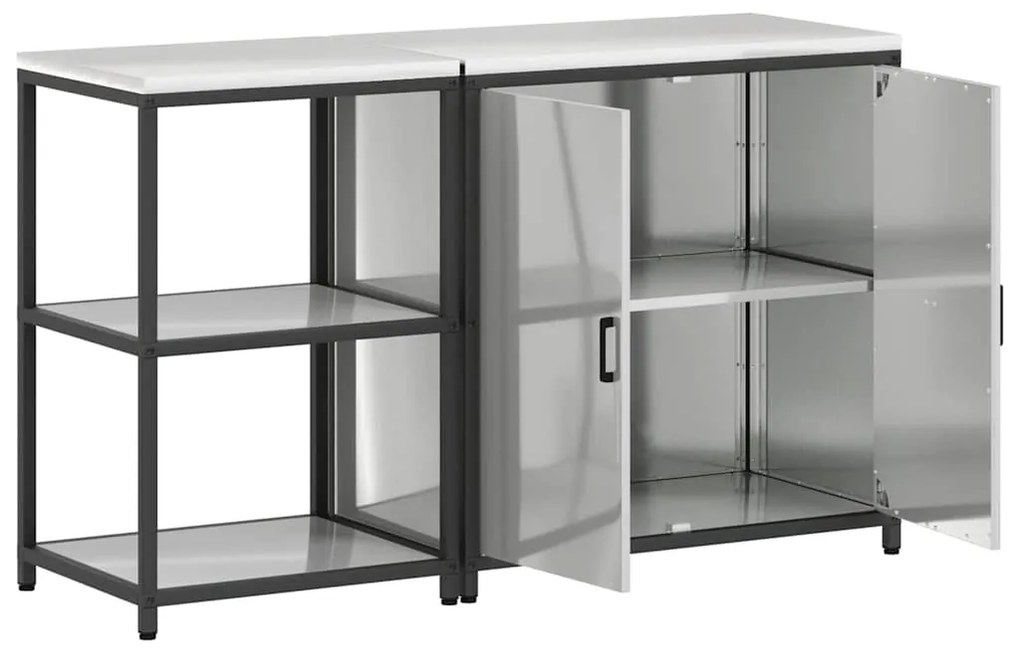 Conjunto de Armazenamento de Cozinha com prateleira 2 pcs Prata