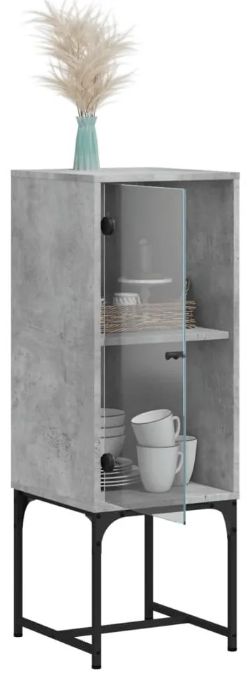 Armário de apoio c/ porta de vidro 35x37x100 cm cinza cimento