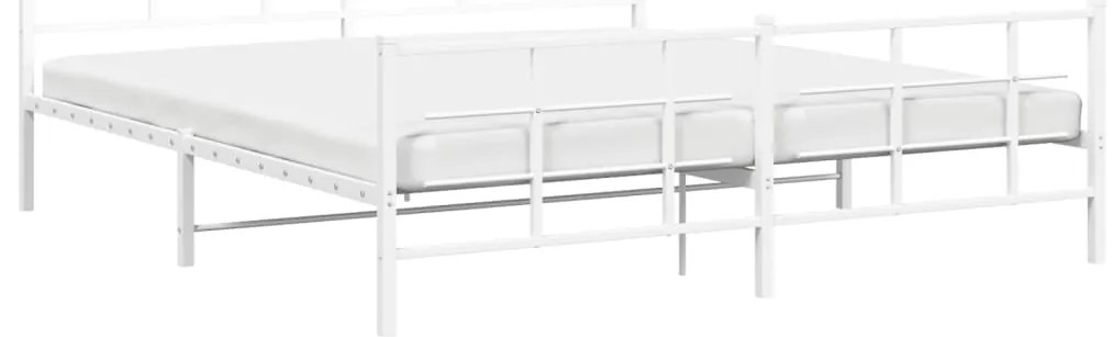 Estrutura de cama com cabeceira e pés 183x213 cm metal branco