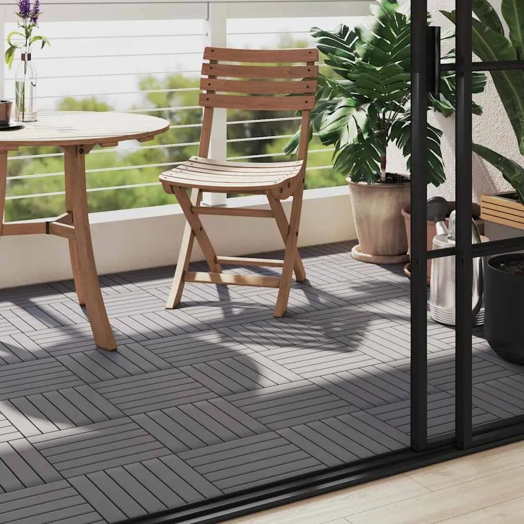 Ladrilhos de terraço 10 pcs 30x30 cm acácia maciça cinzento