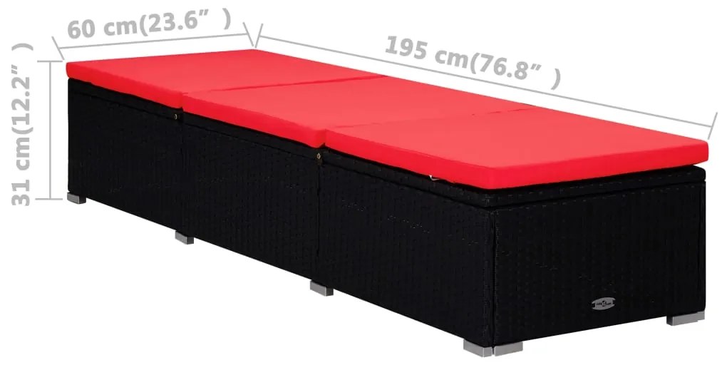Espreguiçadeira com almofadão e mesa de centro vime PE vermelho