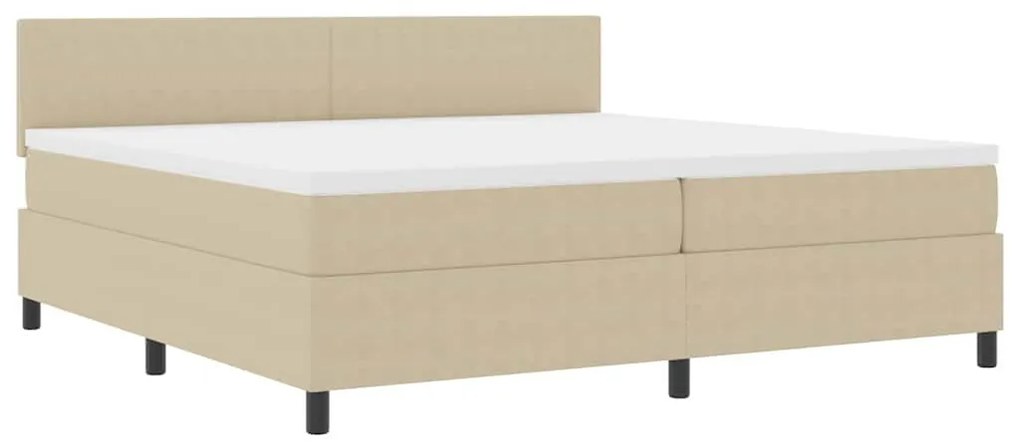 Cama Box Spring com Colchão Bege Claro 200x200 cm Tecido de Corduroy