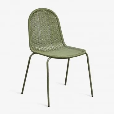Cadeira De Jantar Empilhável Em Rattan Sintético Reiven Verde Azeitona Intenso - Sklum