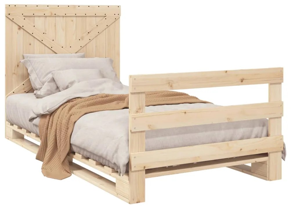 Estrutura de cama com cabeceira 100x200cm pinho maciço