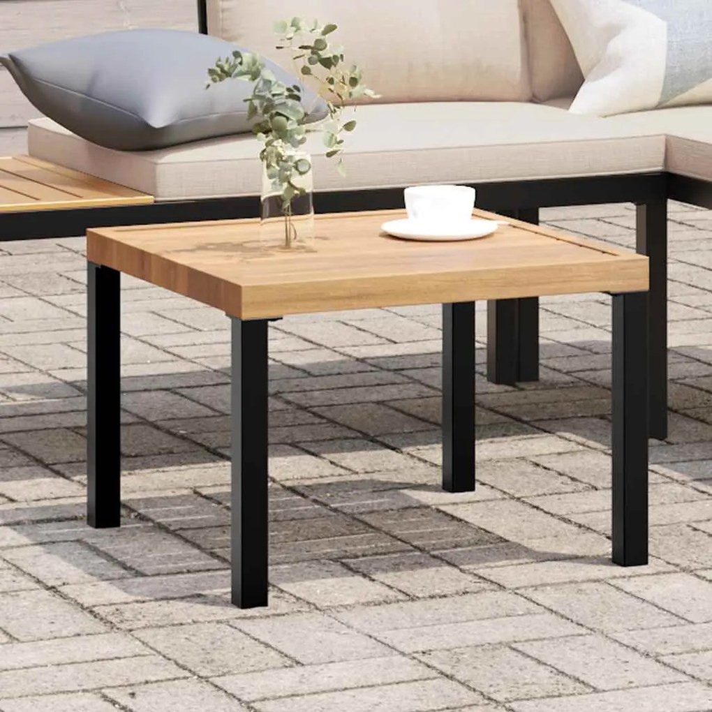 vidaXL Mesa de centro p/ jardim 55x55x39,5 cm aço revestido a pó preto