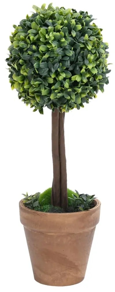 Plantas bolas de buxo artificiais c/ vasos 2 pcs 41 cm verde