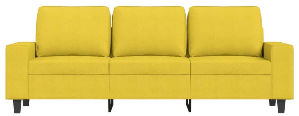 Sofá de 3 lugares com apoio de pés 180 cm tecido amarelo-claro