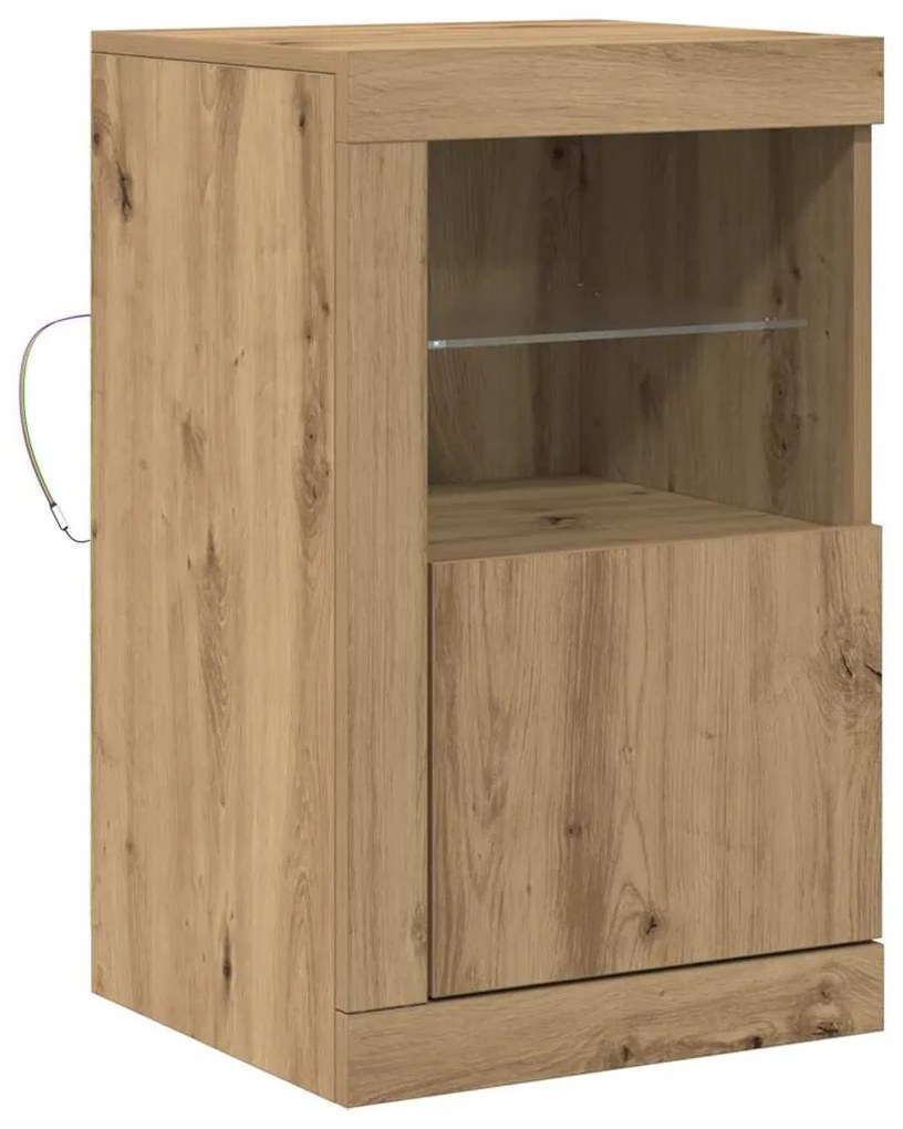 Buffet vidaXL com Luzes de LED Carvalho Artisan 41x37x67 cm