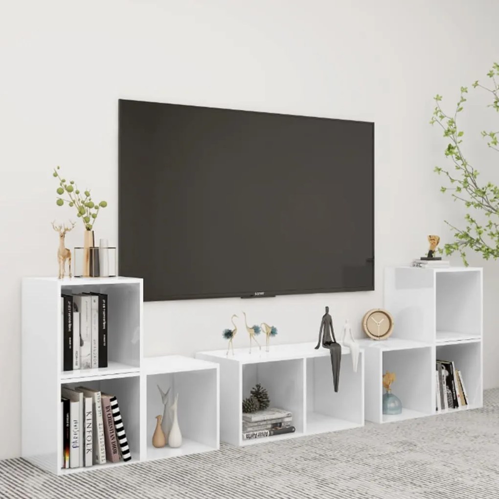 vidaXL 6 pcs conjunto de móveis para TV derivados madeira branco