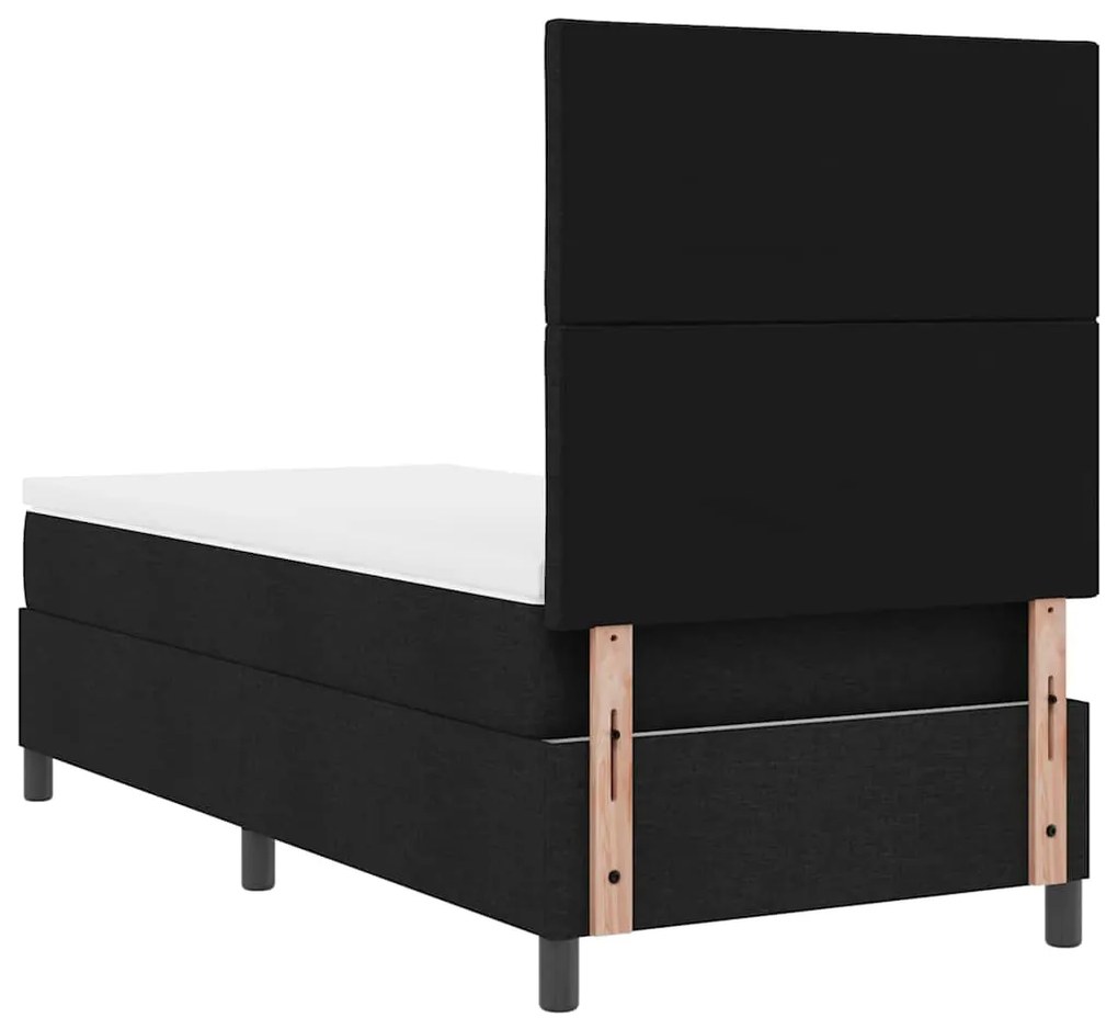 Cama Box com Colchão e Luz LED Preta 90x200 cm Tecido.