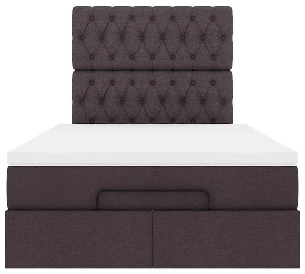 Estrutura de cama otomana com colchão 120x190cm castanho escuro