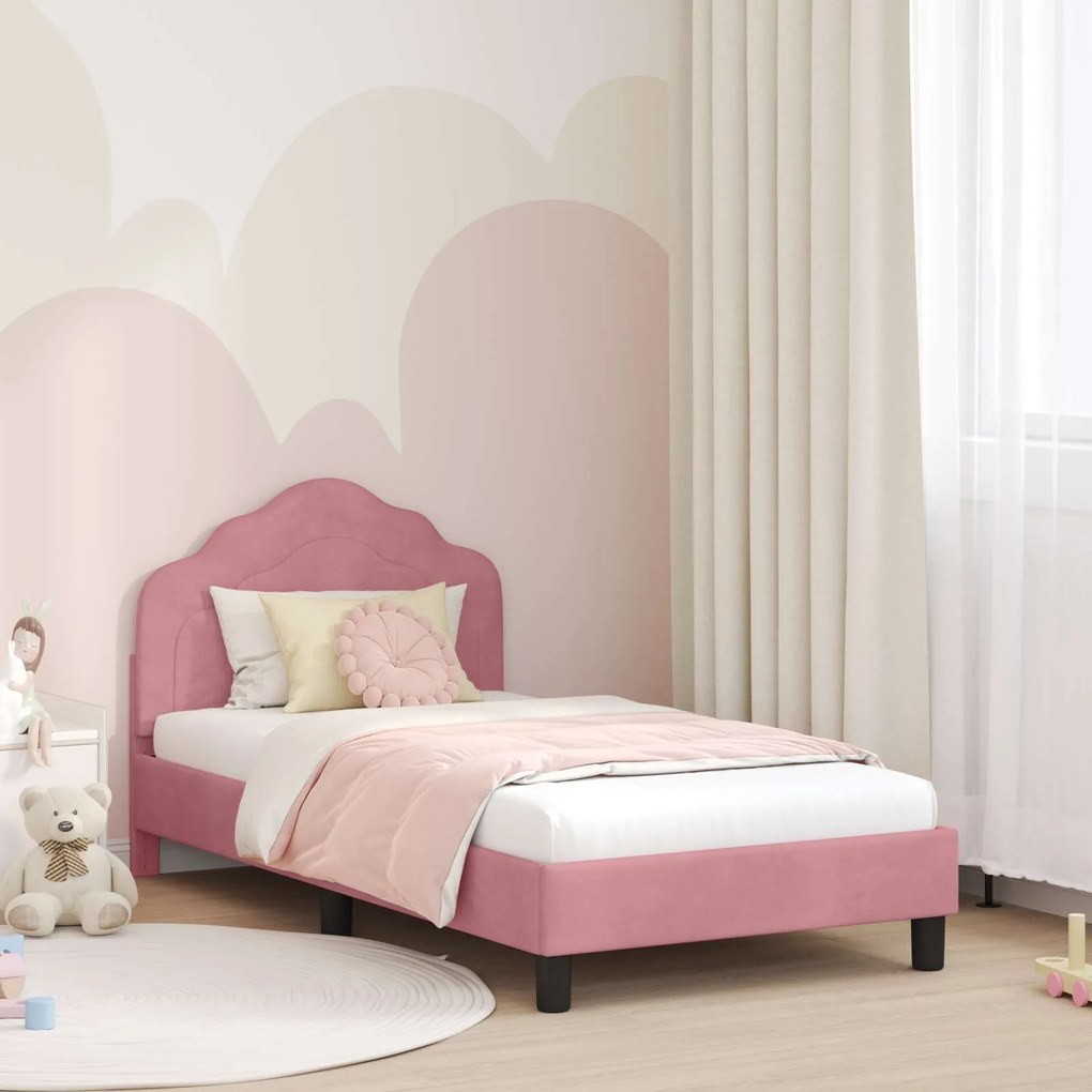 vidaXL Estrutura de Cama Infantil com Cabeceira Rosa 80 x 160 cm