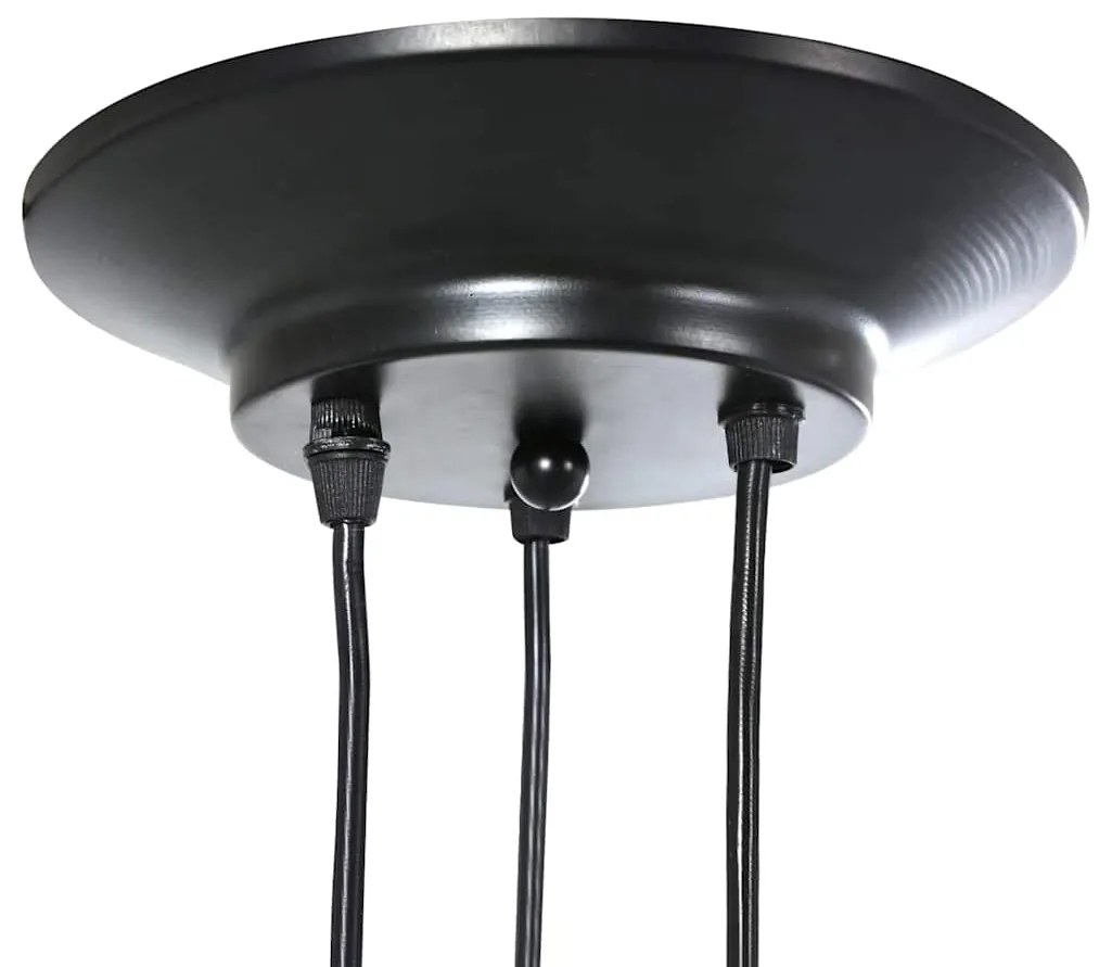 Candeeiro suspenso com 3 porta-lâmpadas E27 metal preto