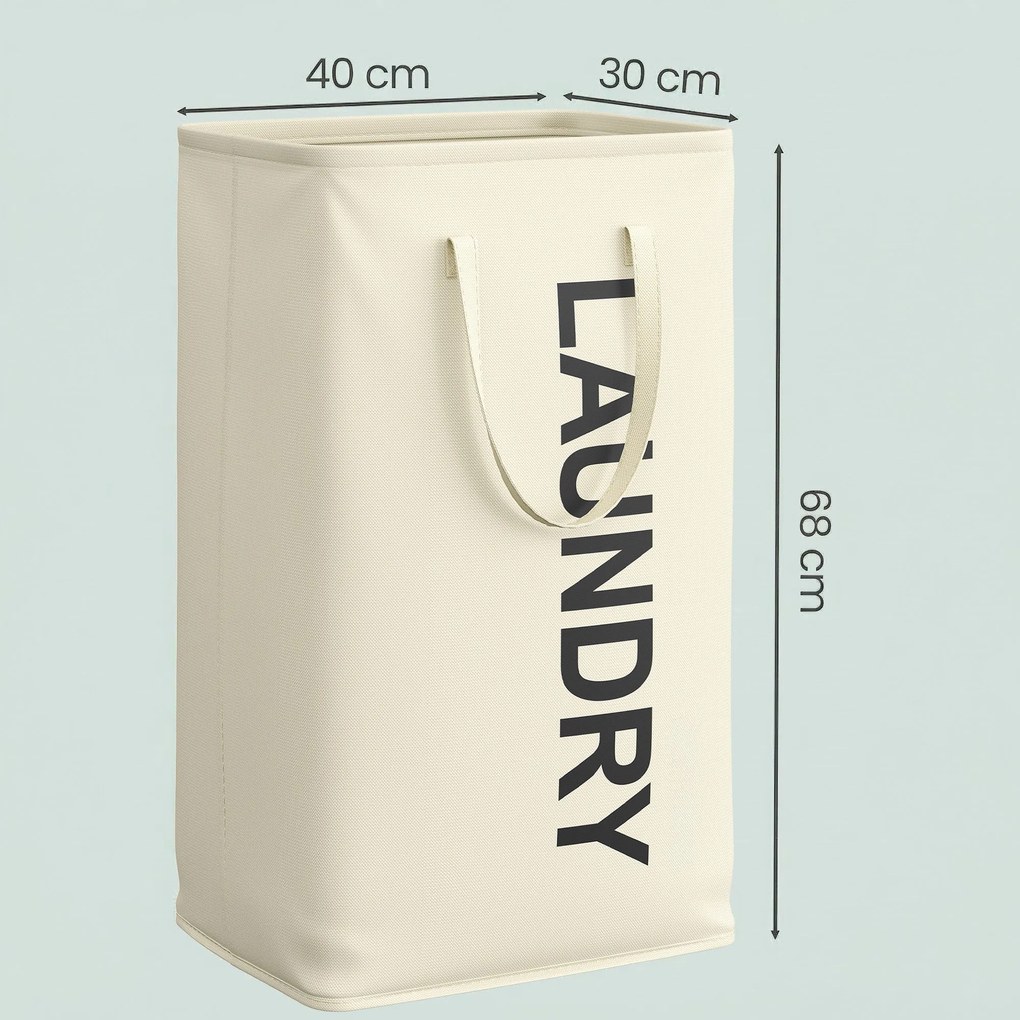 Cesto de roupa suja dobrável, 80 L 40 x 30 x 68 cm Branco creme