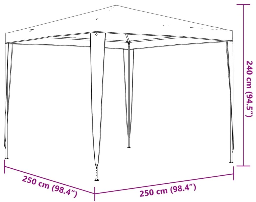 Tenda para festas 2,5x2,5 m 90 g/m² verde