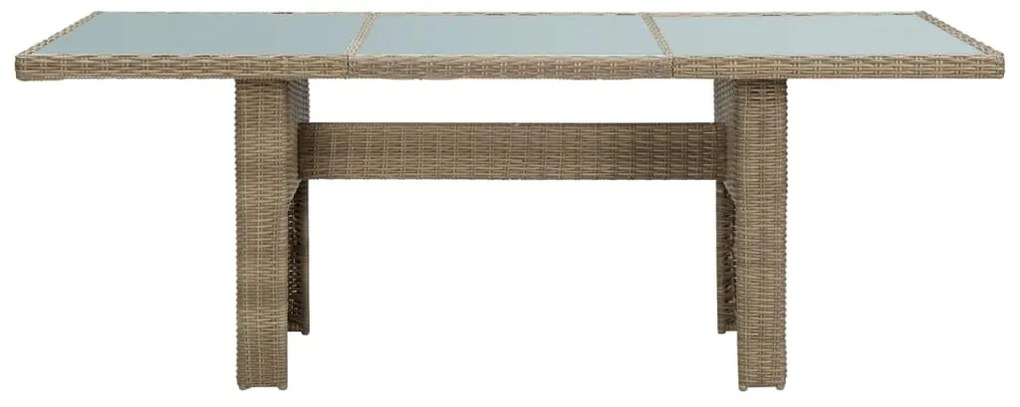 7 pcs conjunto de jantar para jardim vime PE castanho