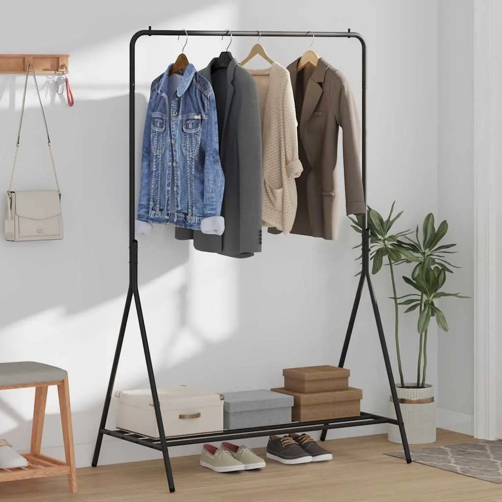 Suporte para Roupas Preto Metal Médio Armazenamento