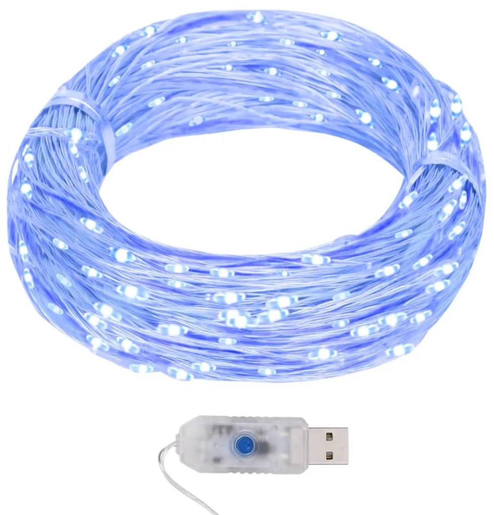 vidaXL Cordão de micro luzes 40 m 400 LED 8 funções azul