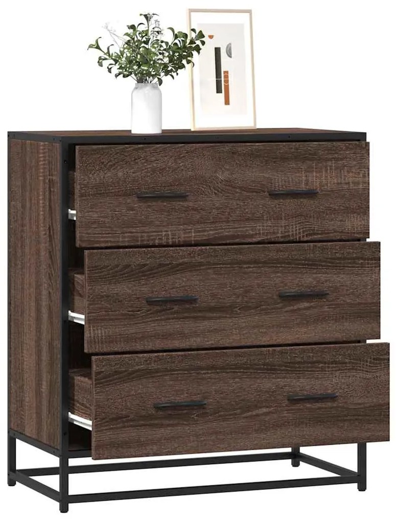 vidaXL Aparador 68x35x76 cm deriv. de madeira/metal carvalho castanho