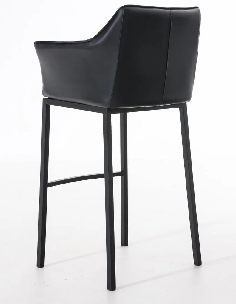 Banco de bar Damaso em couro sintético com estrutura preta 64 x 110 x 48 cm Preto