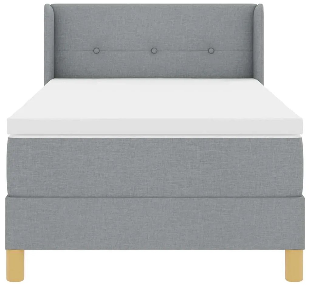Cama Box com Colchão Cinza Claro, 90 x 200 cm Têxtil