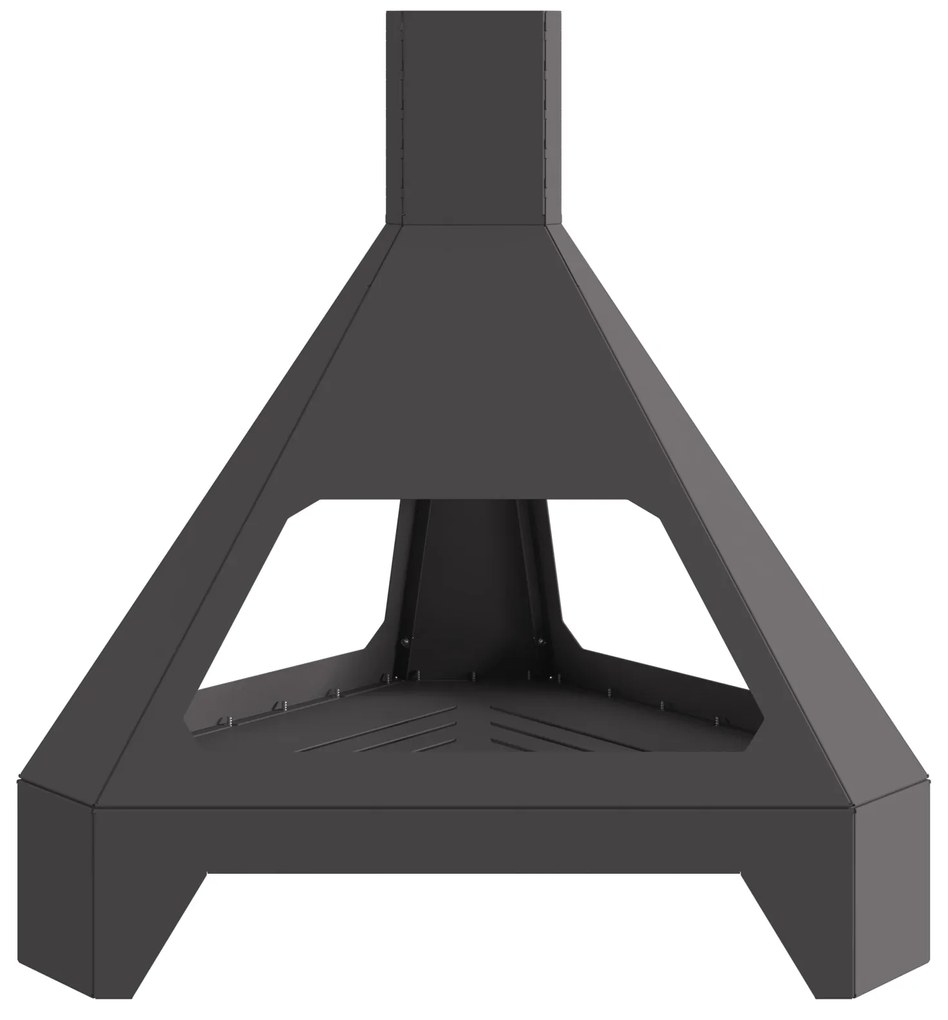Fire Pit com Chaminé Preto 50x43x52 cm Aço