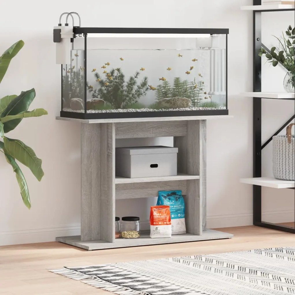 833581 vidaXL Suporte de aquário 80x35x60 cm deriv. madeira cinzento sonoma