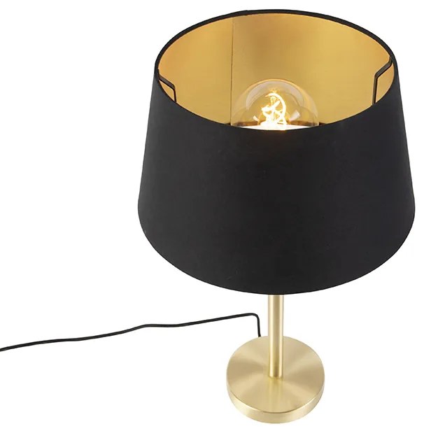 Candeeiro de mesa clássico em latão com cúpula preta 32 cm - Simplo Clássico / Antigo,Design