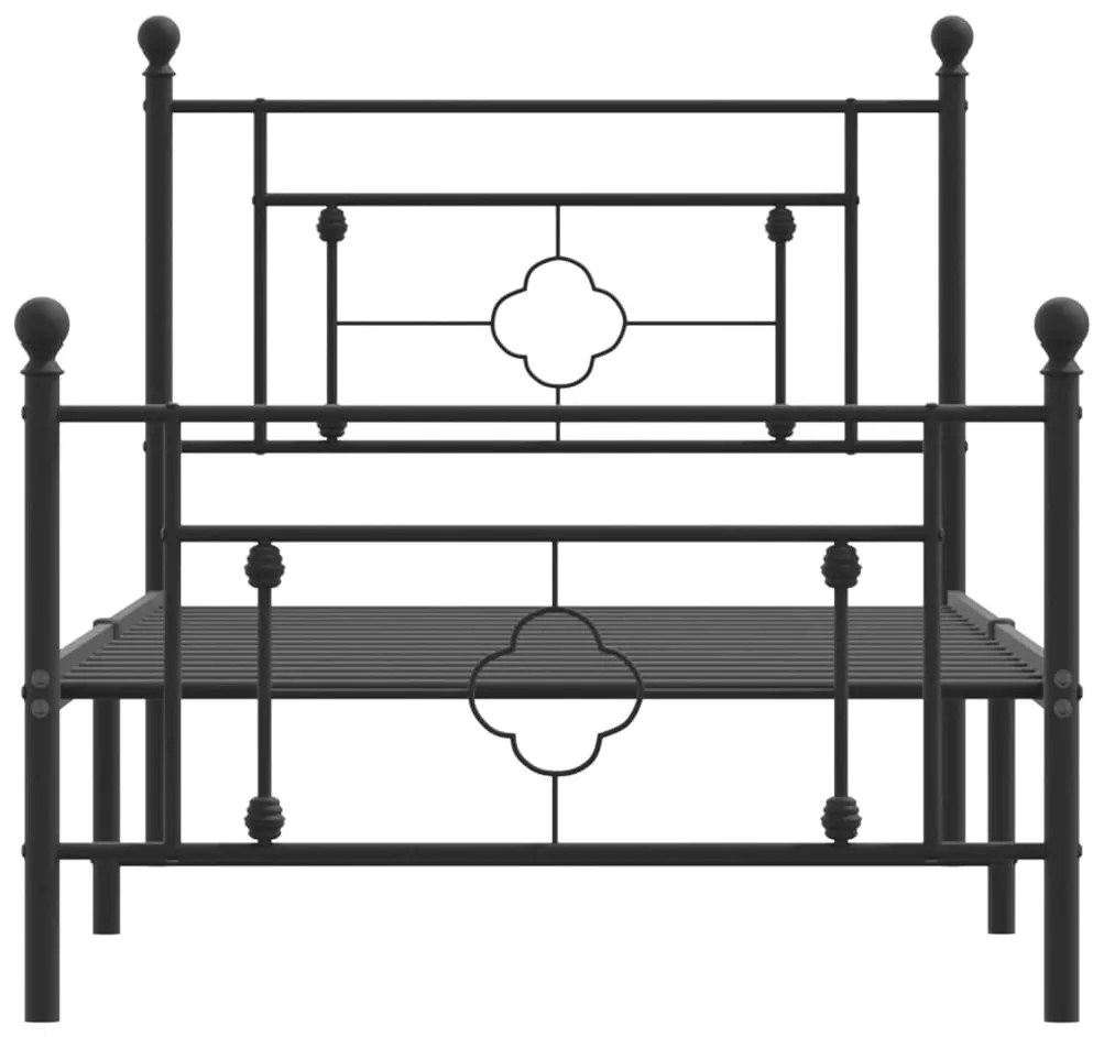 Estrutura de cama com cabeceira e pés 90x190 cm metal preto