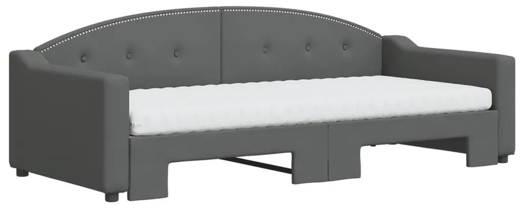 Sofá-cama c/ gavetão e colchões 90x200cm tecido cinzento-escuro