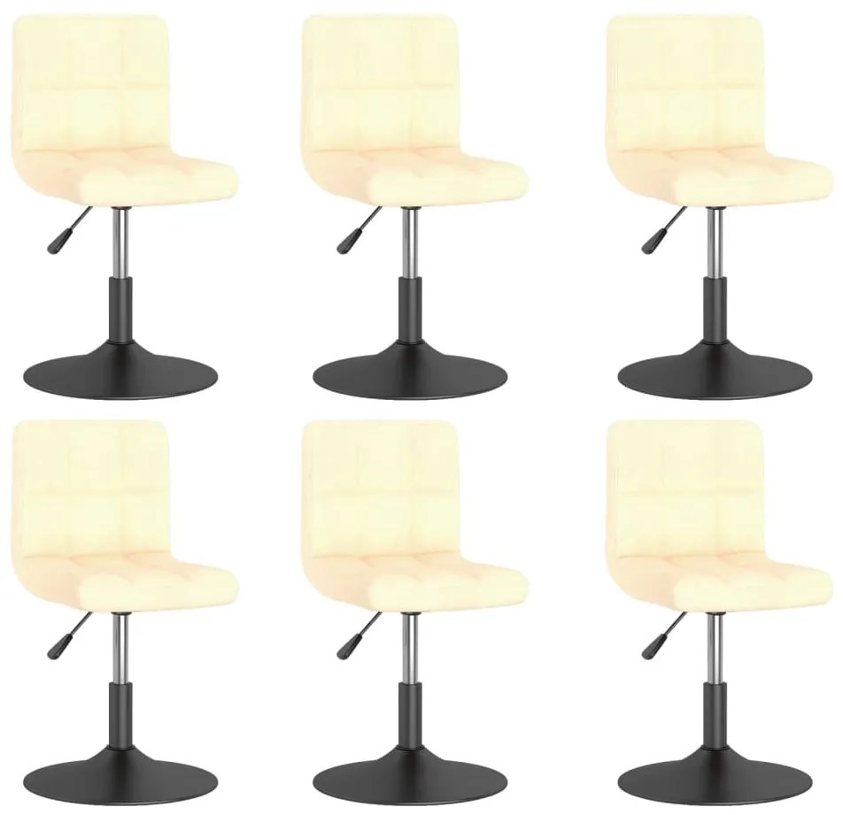 vidaXL Cadeiras de jantar giratórias 6 pcs veludo cor creme