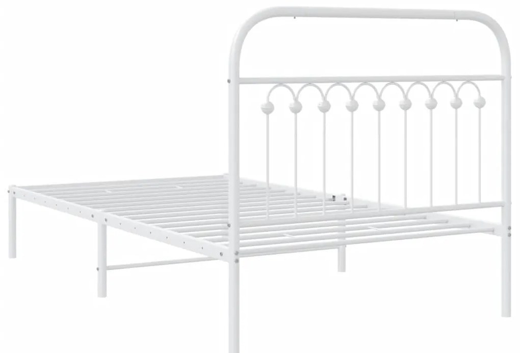 Estrutura de cama com cabeceira 100x200 cm metal branco