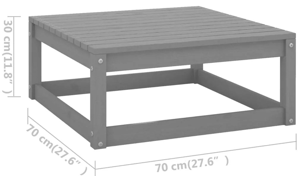 6 pcs conjunto lounge de jardim + almofadões pinho maciço cinza