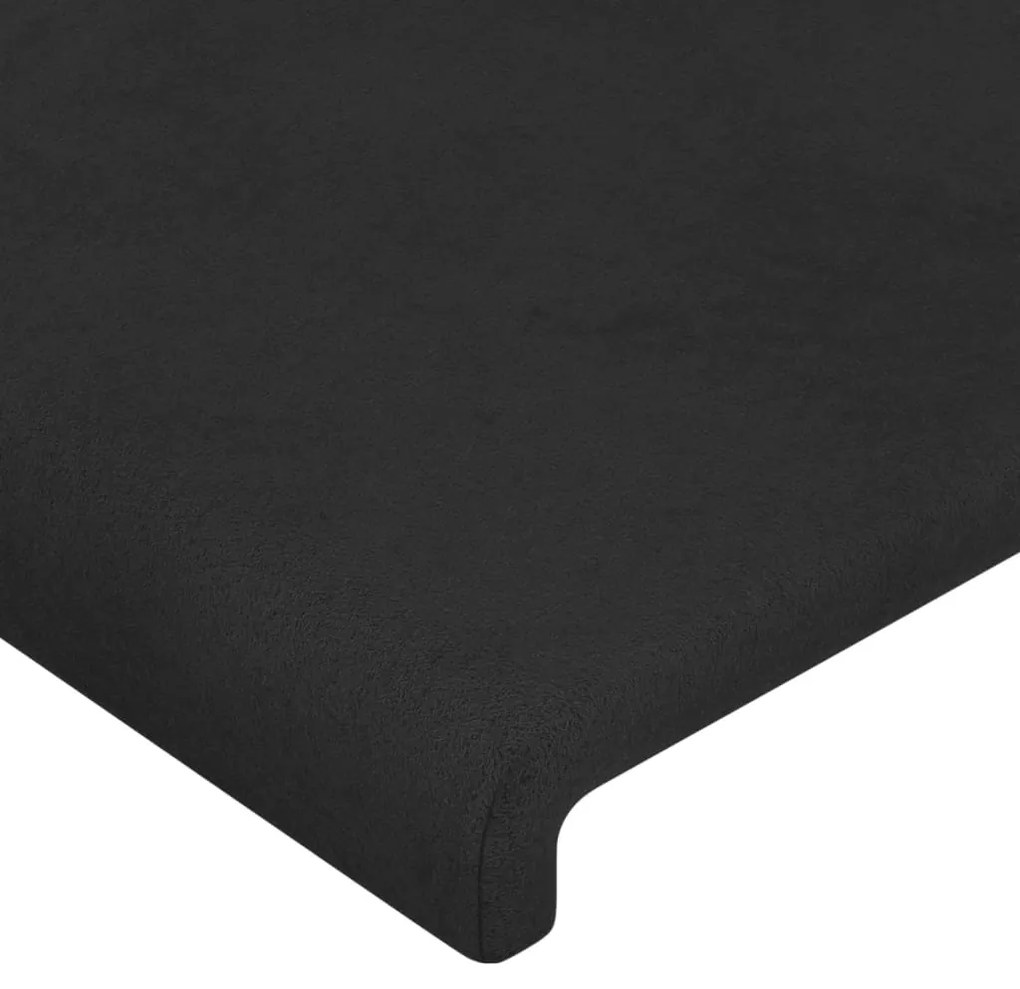 Cabeceira de cama c/ LED veludo 90x5x118/128cm preto