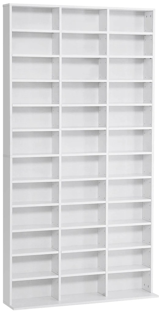 HOMCOM Estante de Armazenamento CD/DVD Meuble de Rangement para 1116 CDs 36 Compartimentos ajustáveis em Altura Branco | Aosom Portugal