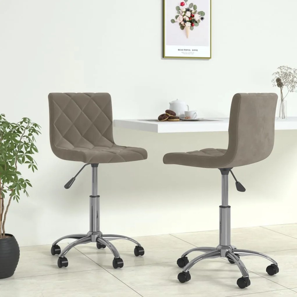 vidaXL Cadeiras de jantar giratórias 2 pcs veludo cinzento-claro