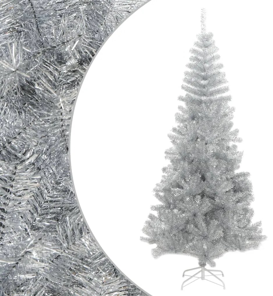 321014 vidaXL Árvore de Natal artificial com suporte 210 cm PET prateado