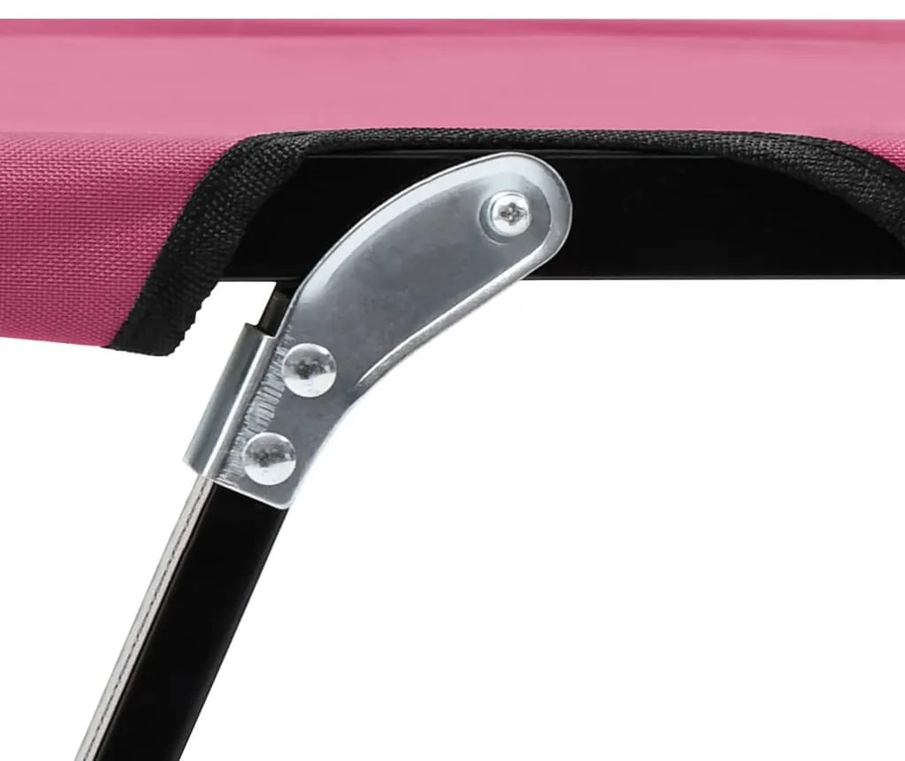 Espreguiçadeira/cama dobrável para 2 pessoas aço cor-de-rosa