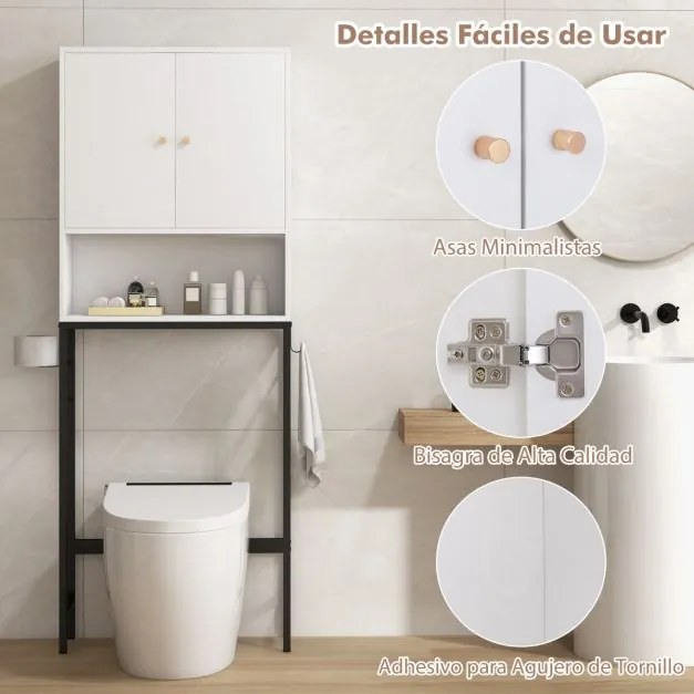 Armario para casa de banho sobre a sanita com 2 portas 23 x 63 x 165,5 cm Branco