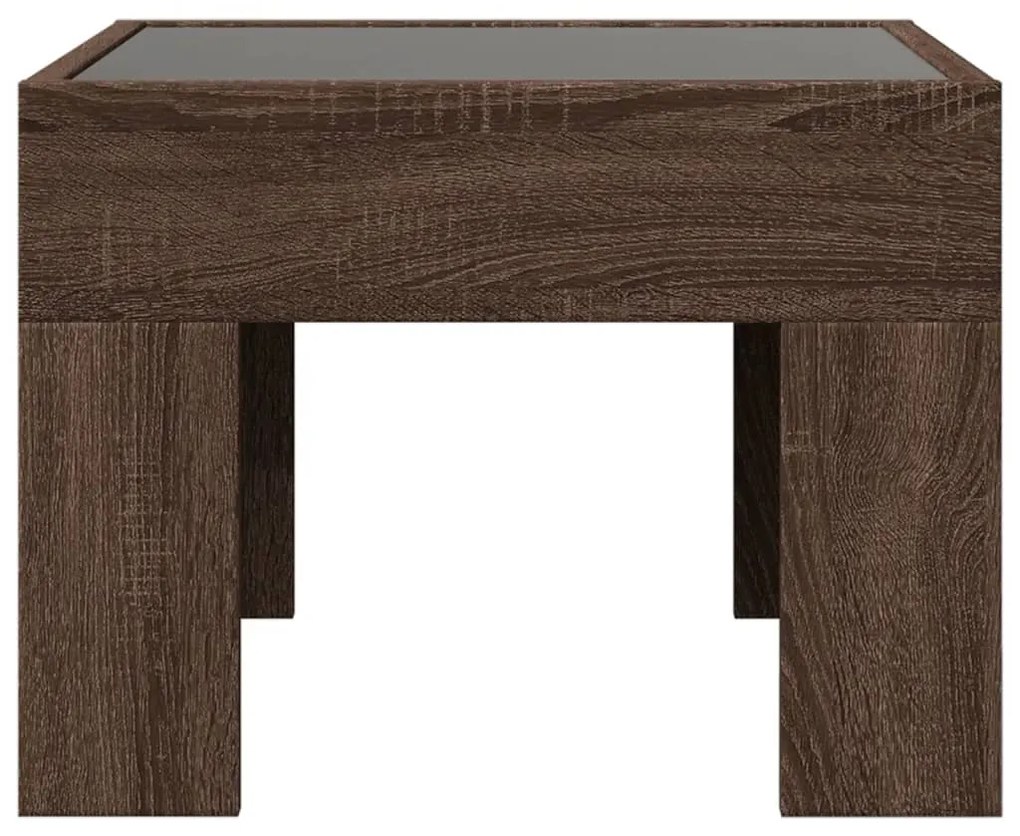 Mesa de centro luzes LED Infinity 40x40x30 cm carvalho castanho