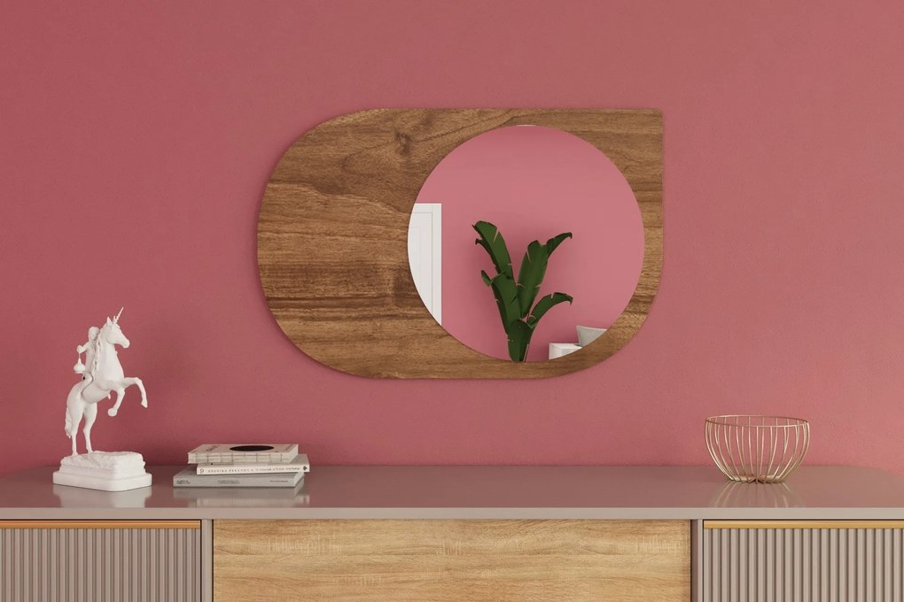 Espelho "Pubble" - 60 x 90 x 2,2 cm - Nogueira - Design Moderno